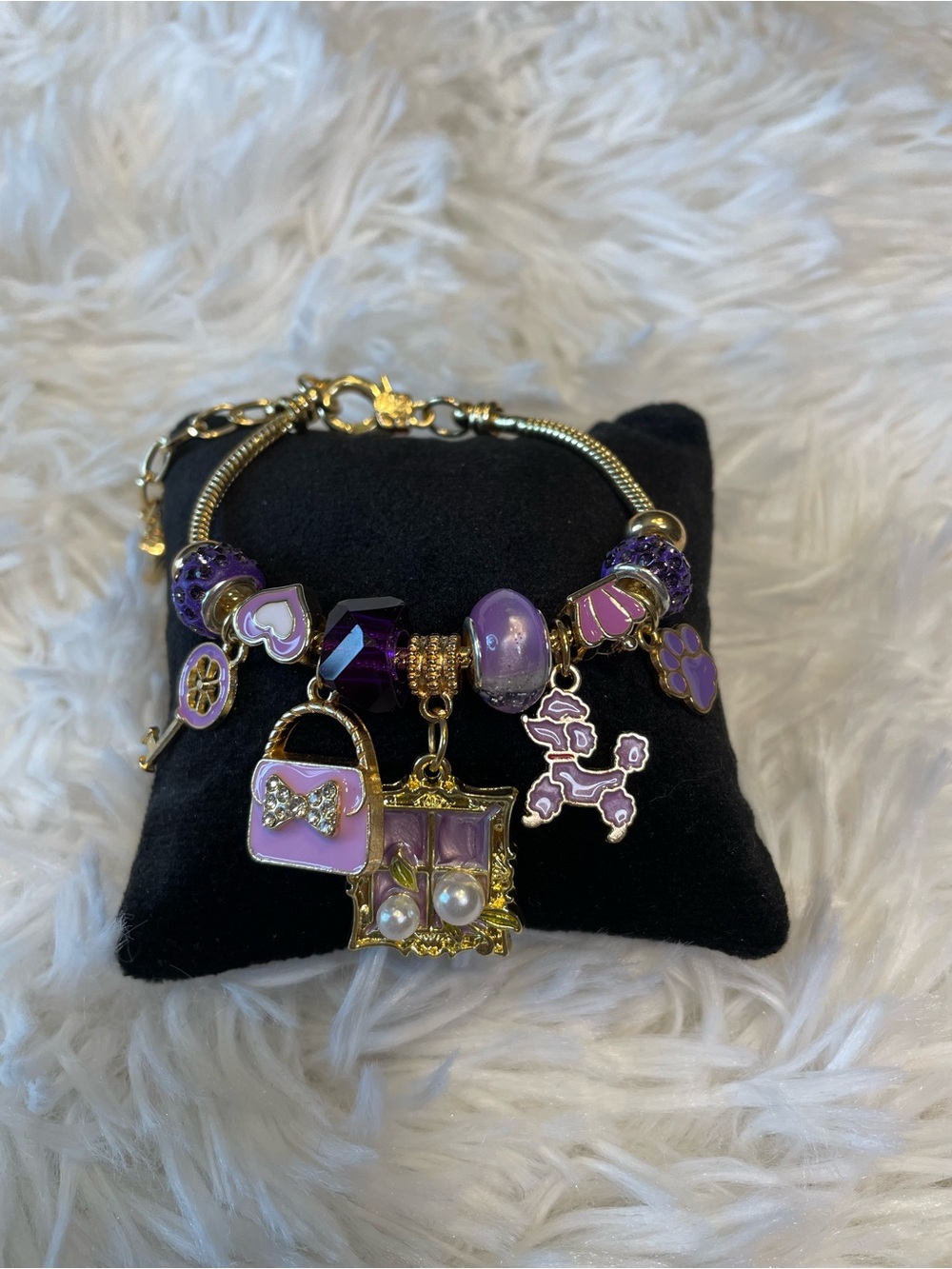 Purple Charm Bracelet with Cute Accents